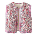 Damen Gesteppte Weste mit Floralem Design und Praktischen Taschen R&B