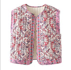 Damen Gesteppte Weste mit Floralem Design und Praktischen Taschen R&B