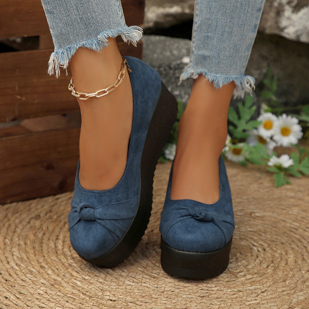 Damen Wedge-Pantoletten mit dekorativem Schleifenakzent und modischem Design R&B