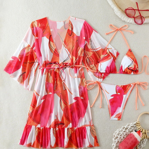 Damen Bikiniset mit floralem Kaftan R&B