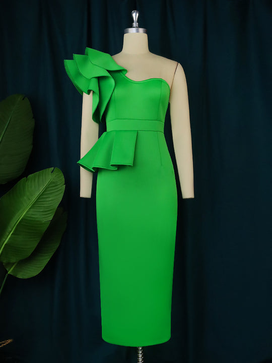 Damen Cocktailkleid mit asymmetrischem Volant R&B