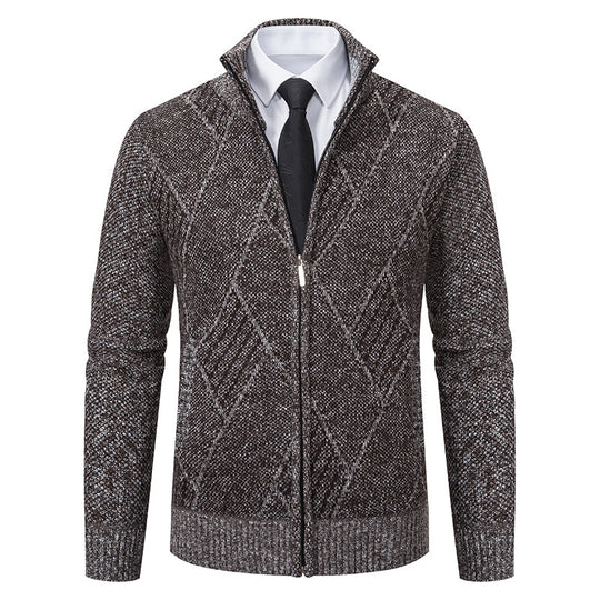 Herren Strickjacke mit modernem Muster und schmalem Schnitt R&B