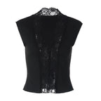 Damen Elegantes Spitzenoberteil mit tiefem V-Ausschnitt R&B