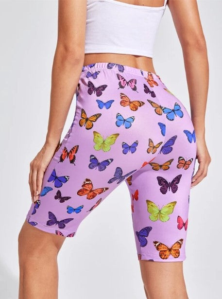 Damen Radhosen mit buntem Schmetterlingsdruck R&B