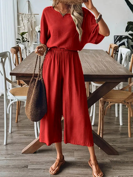 Damen weites Jumpsuit mit elastischem Taillenbund und lässigem Schnitt R&B