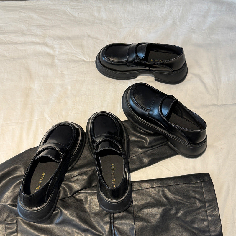 Damen modische Loafers mit dickem Plateau-Heel und elegantem Lederfinish R&B