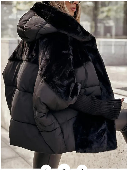 Damen Fleece-Wendejacke mit voluminösem Schnitt und hohem Kragen R&B