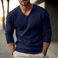 Herren Strickpullover mit V-Ausschnitt und hochwertiger Materialtextur R&B