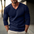 Herren Strickpullover mit V-Ausschnitt und hochwertiger Materialtextur R&B