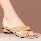 Damen Slipper mit angesagtem Knotendesign und komfortablem Blockabsatz R&B