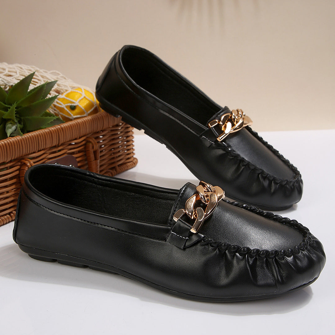 Damen Mokassin-Slipper mit elegantem Ketten-Detail R&B