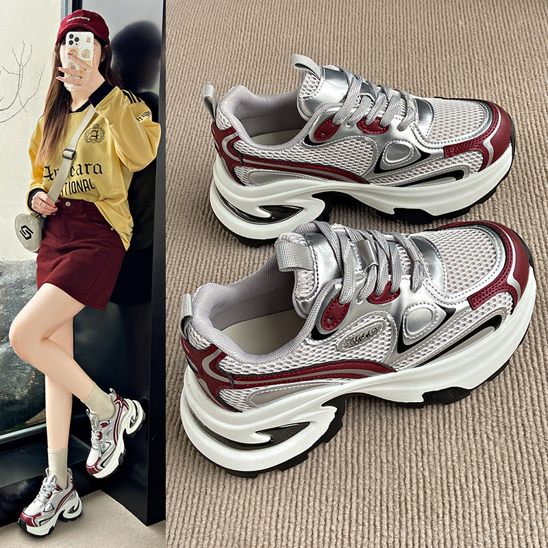 Damen sportive Chunky Sneakers mit atmungsaktivem Mesh-Obermaterial und dämpfender Sohle R&B