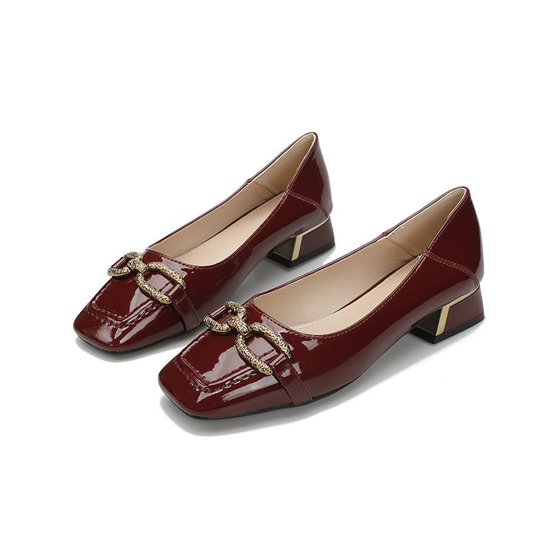 Damen Elegante Blockabsatz Pumps mit detailverzierter Schnalle