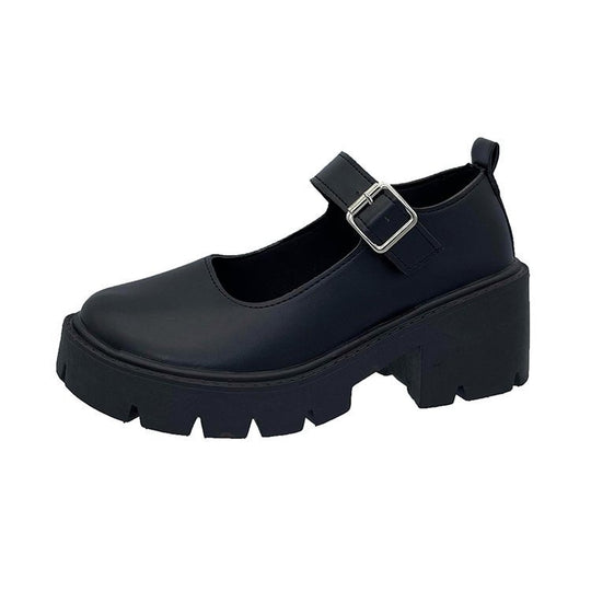 Damen Mary Jane Schuhe mit robustem Plateau und modischem Riemchen R&B