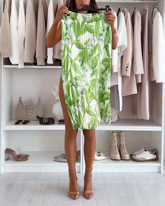 Damen Maxirock mit floralem Print und seitlichem Schlitz Heidi-Mode