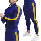 Herren sportliches Trainingsanzug mit hohem Kragen und kontrastierenden Streifen R&B