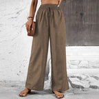 Damen weit geschnittene Sommerhose mit elastischem Bund und Kordelzug R&B
