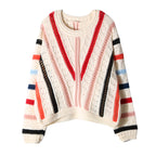 Damen lässiger Strickpullover mit modernem Farbverlauf und einzigartiger Lochstruktur R&B