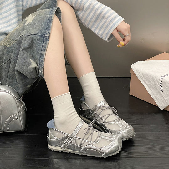 Damen elegante Ballerinas mit Punkten R&B