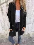 Damen Lange Strickjacke mit durchgehendem Reißverschluss und praktischen Taschen R&B