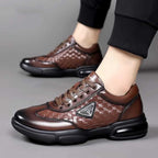 Herren Sportliche Sneaker aus hochwertigem Leder mit geflochtenen Details R&B