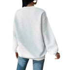 Damen Pullover mit strukturiertem Waffeldesign und lässigem Schnitt R&B