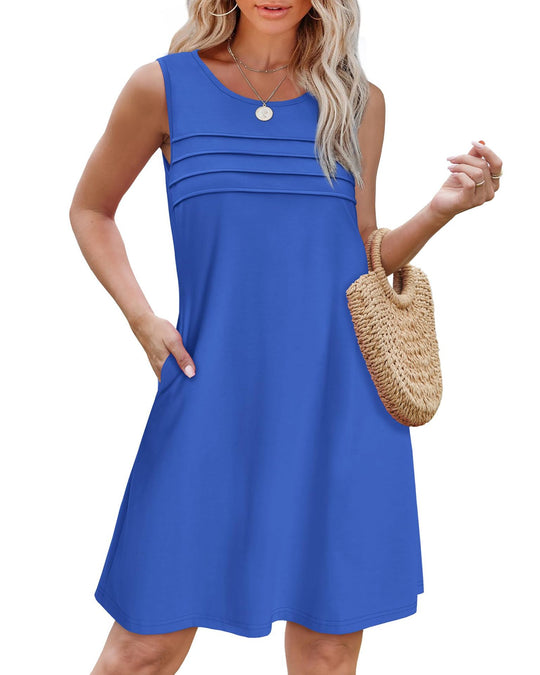 Damen Sommerkleid mit eleganter Faltenstruktur und praktischen Eingrifftaschen R&B