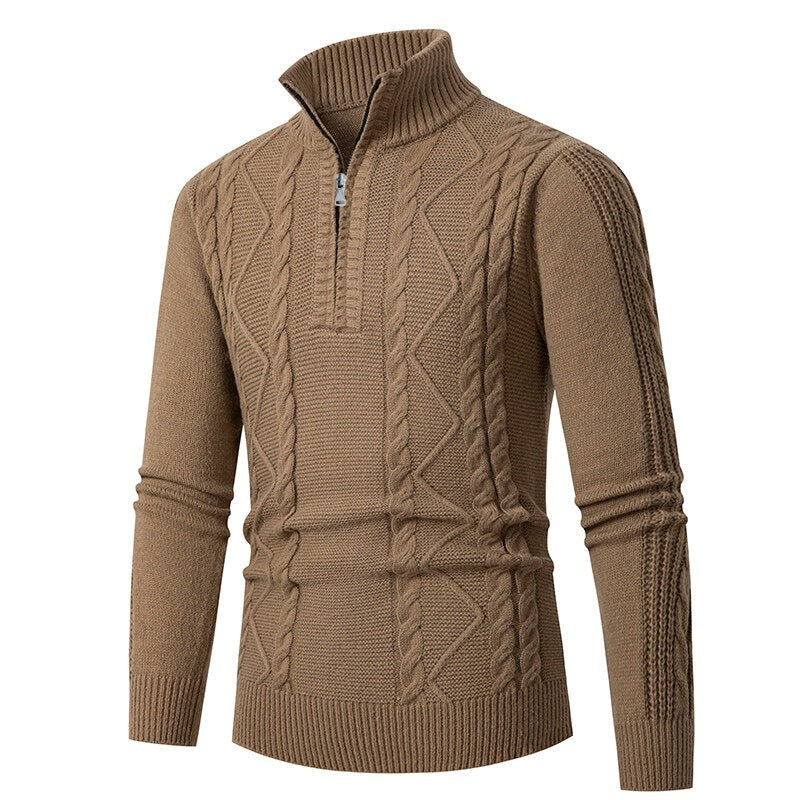 Herren Strickpullover mit hohem Kragen und Reißverschluss