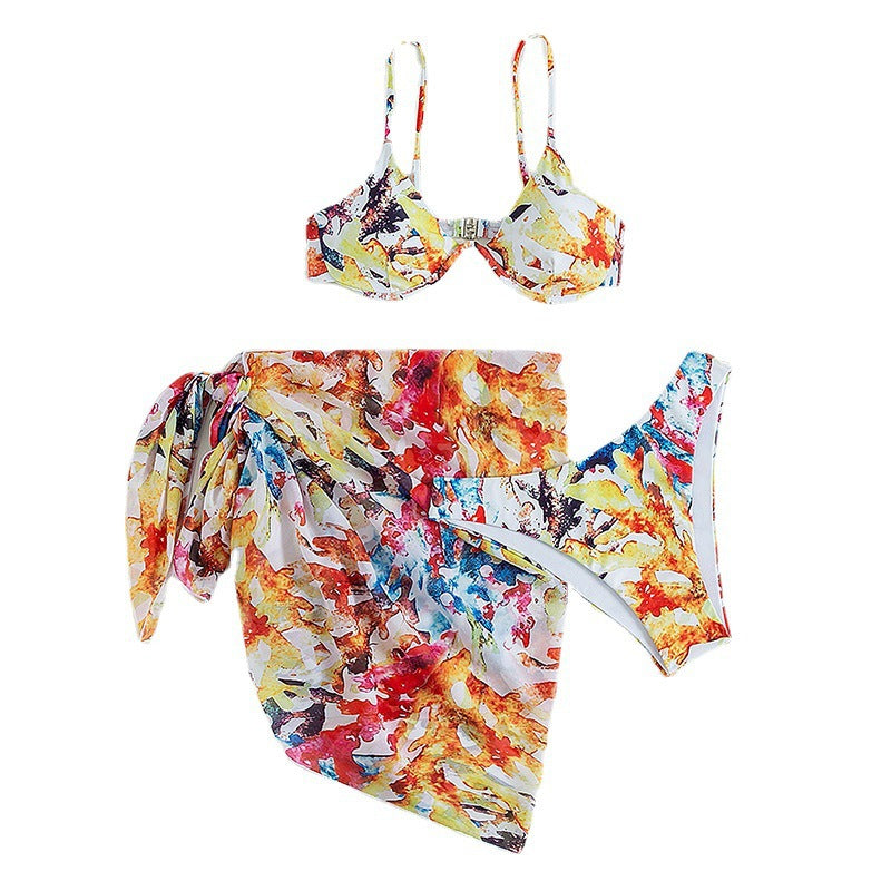 Damen Bikini-Set mit verstellbaren Trägern und modischem Wickelrock