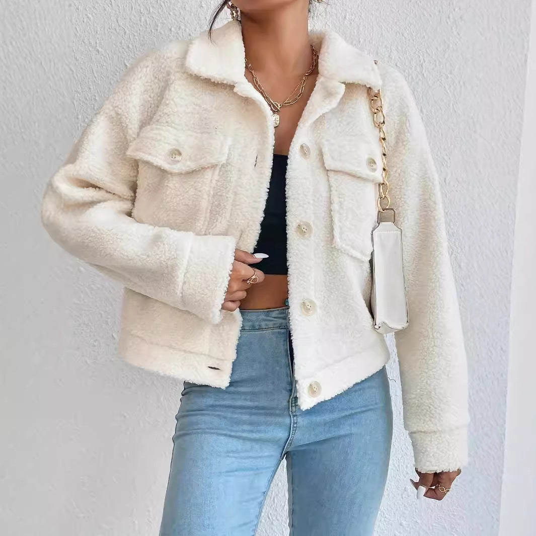 Damen Kuschelige Fleecejacke im stylishen Design mit Taschen R&B