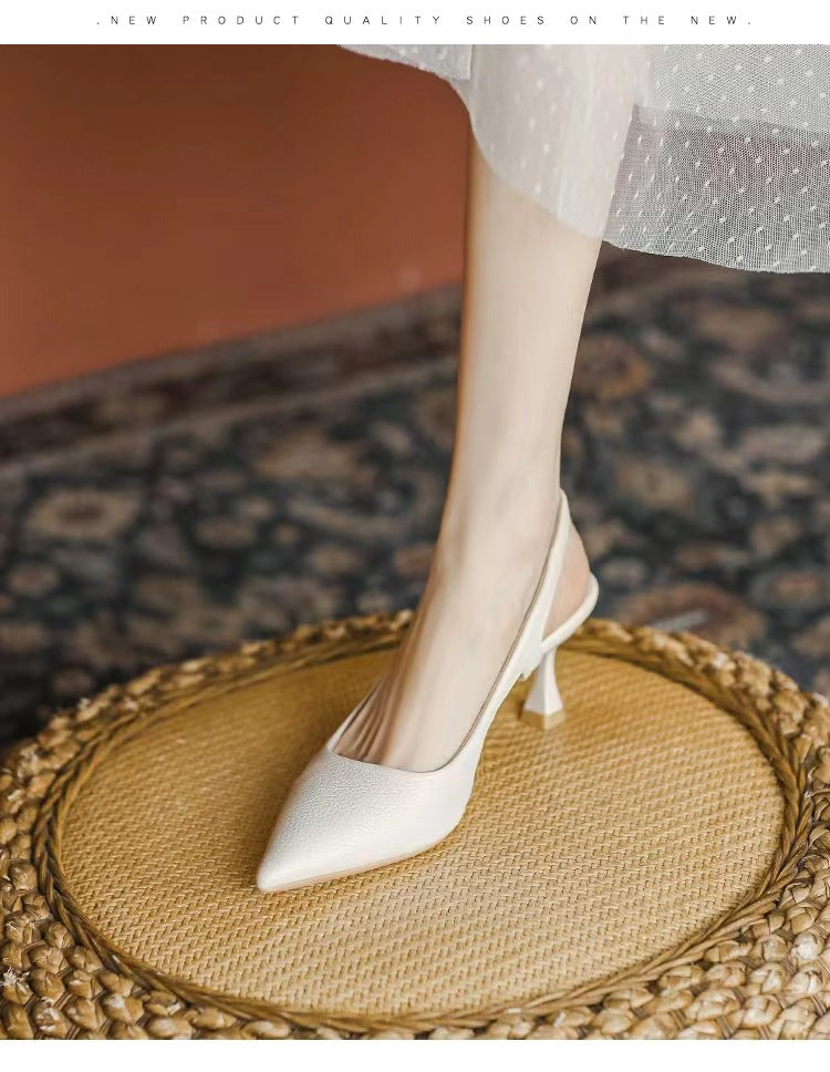 Damen spitze Slingback-Pumps mit elegantem Blockabsatz R&B
