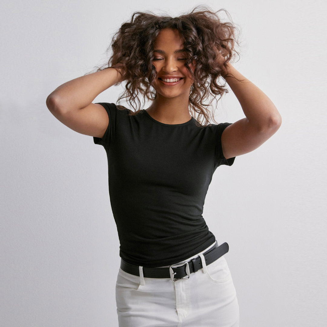 Damen Slim Fit T-Shirt aus hochwertigem Baumwollmix mit elastischem Stretch R&B