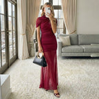 Damen Elegantes Abendkleid mit raffinierten Drapierungen und figurbetontem Schnitt R&B