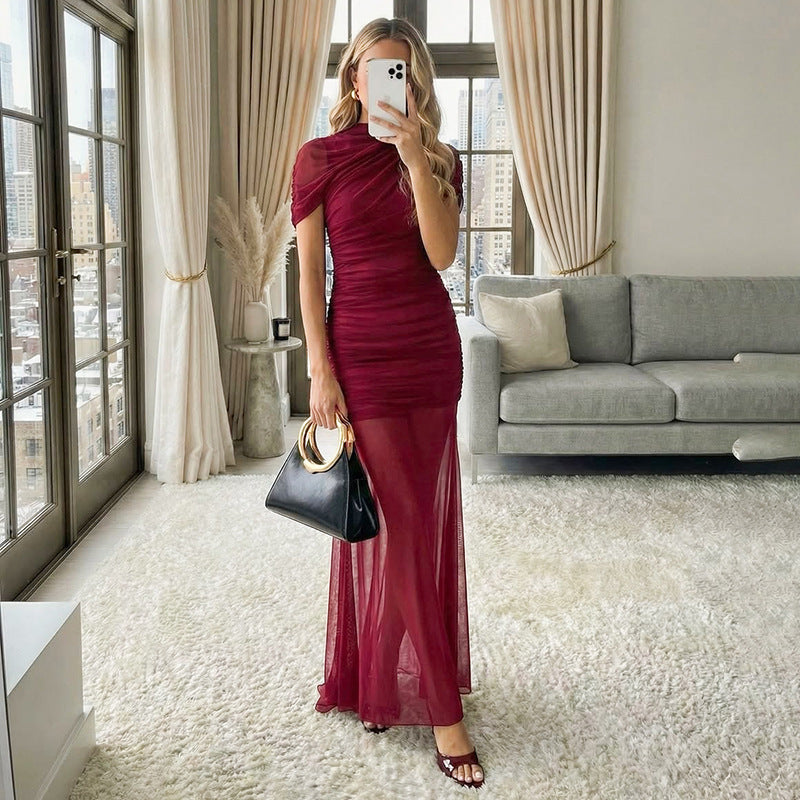 Damen Elegantes Abendkleid mit raffinierten Drapierungen und figurbetontem Schnitt R&B