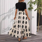 Damen Maxikleid mit voluminösem Rock und tailliertem Oberteil R&B