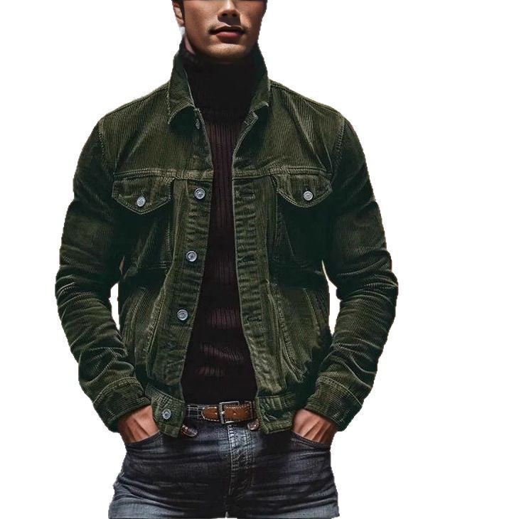 Herren Cordjacke im klassischen Design mit praktischen Brusttaschen und Knopfdetails R&B