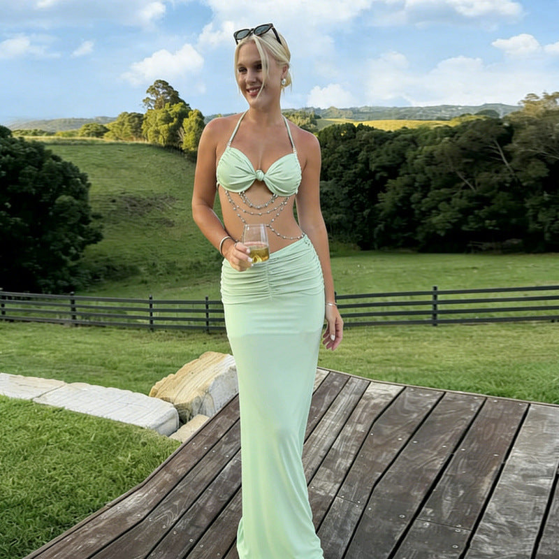 Damen Elegantes Wickelkleid mit geknotetem Oberteil und figurbetontem Schnitt R&B
