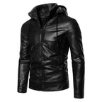Herren modische Kunstlederjacke mit warmem Innenfutter