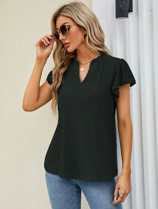 Damen luftige Bluse mit Spitzendetail R&B