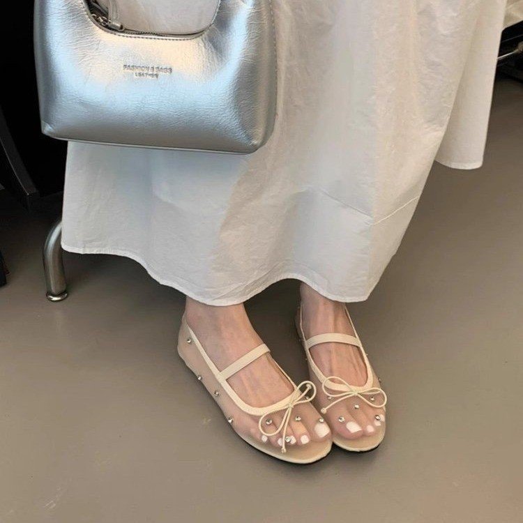 Damen stilvolle und bequeme Ballerinas mit Schmuckdetails R&B