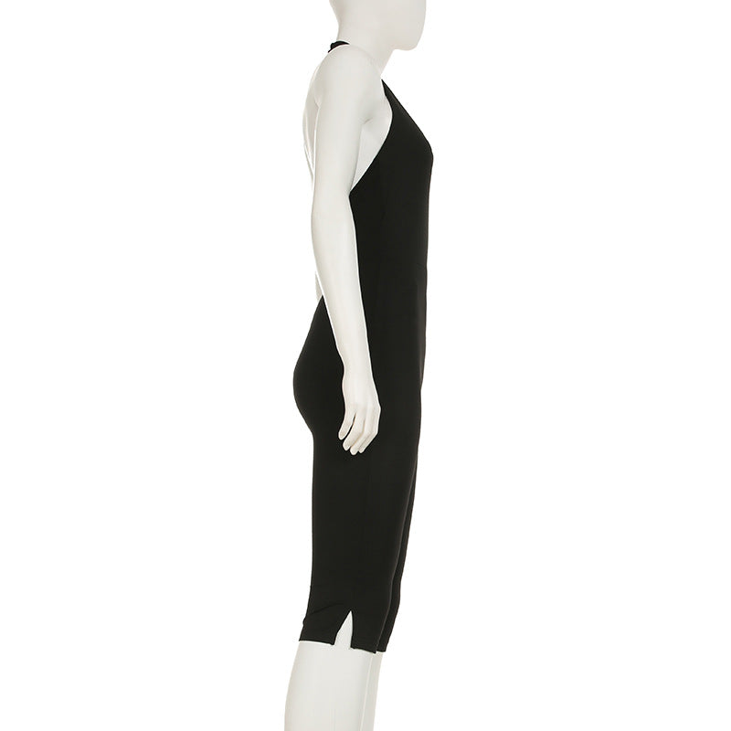 Damen körperbetonter Jumpsuit mit tiefem Rückenausschnitt und reinem Design R&B
