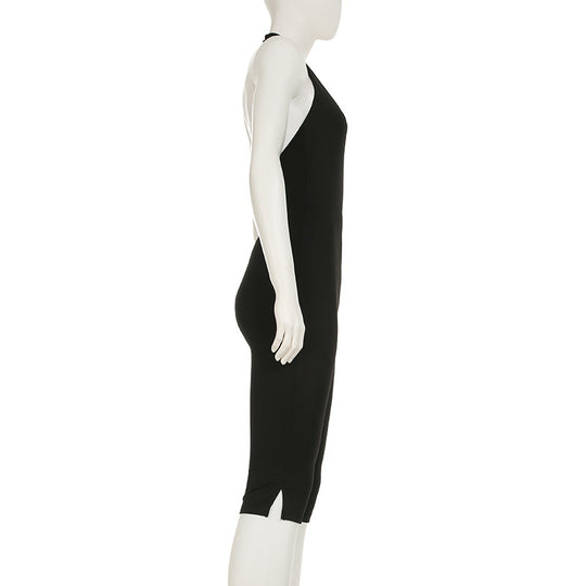 Damen körperbetonter Jumpsuit mit tiefem Rückenausschnitt und reinem Design R&B