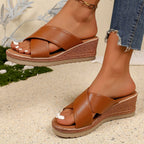 Damen Wedge-Pantoletten mit geschwungenem Riemendesign und rutschfester Sohle