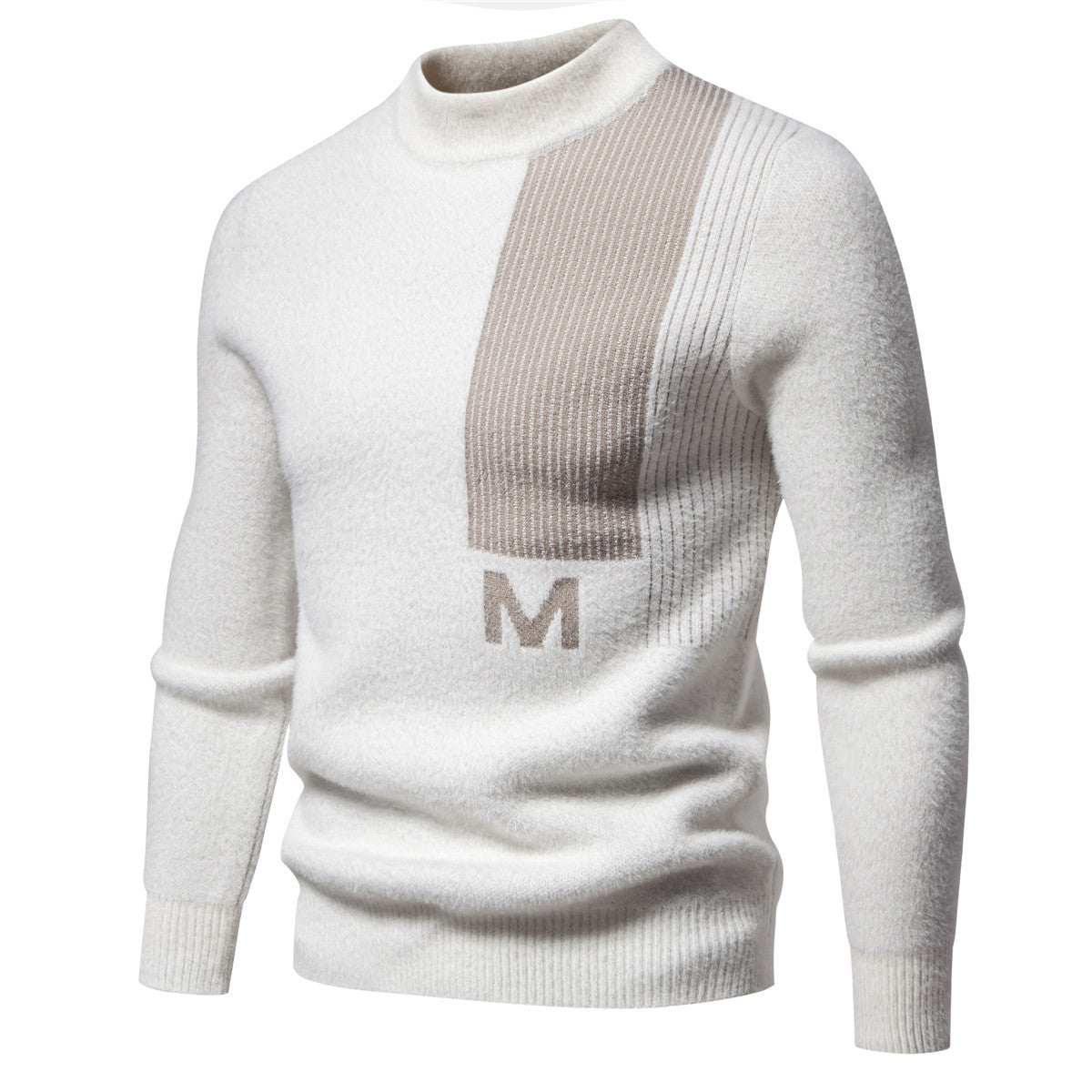 Herren Hochwertiger Strickpullover mit modernem Stehkragen und strukturiertem Design