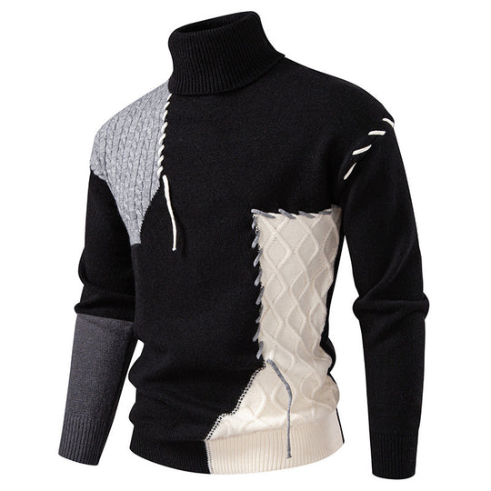 Herren Rollkragenpullover mit einzigartigem Strickdesign R&B