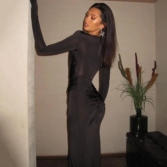 Damen Elegantes Wickelkleid mit tiefem V-Ausschnitt und seitlichem Schlitz R&B