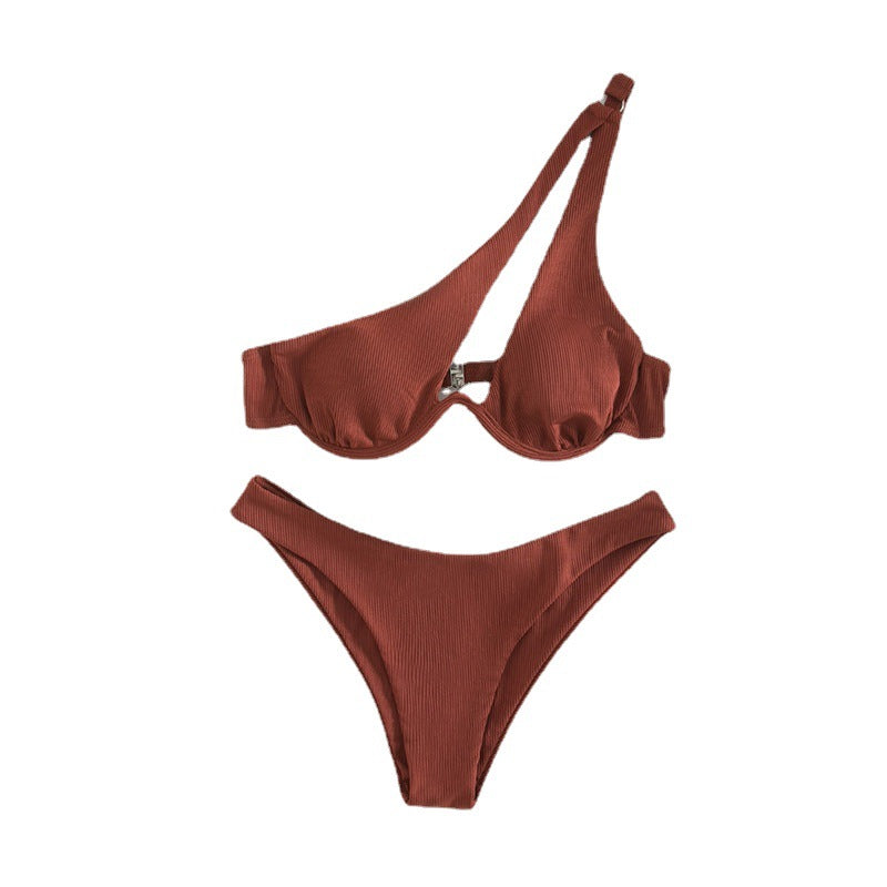 Damen Triangel-Bikini mit asymmetrischem Schnitt und gepolstertem Oberteil R&B