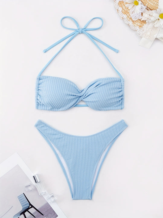 Damen Bandeau-Bikini mit strukturierter Oberfläche R&B