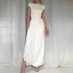 Damen Elegantes Langarm-Maxikleid mit hohem Schlitz