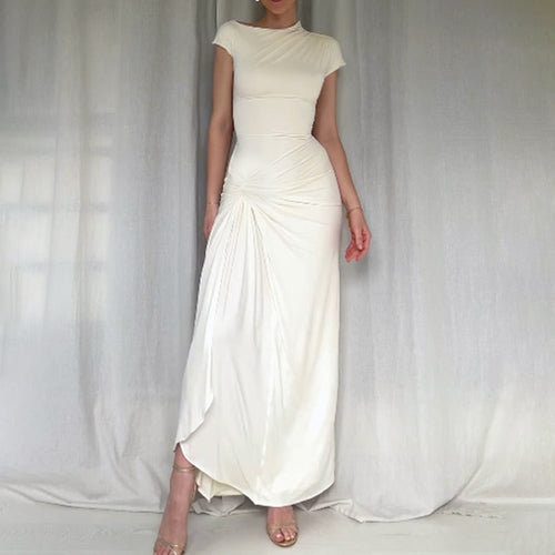 Damen Elegantes Langarm-Maxikleid mit hohem Schlitz R&B